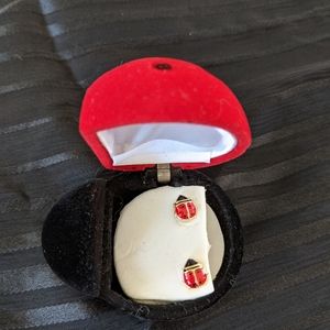 Gold Lady Bug Earrings